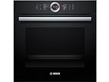 Bosch HSG636BB1 Serie 8 Einbau-Dampfbackofen, Schwarz, 60 x 60 cm, 1 L Wassertank, EcoClean Direct Reinigungshilfe, Bosch Assist Backeinstellung auf Knopfdruck, 4D Heißluft Backen auf 4 Ebenen