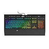 uRage Gaming Tastatur 'Exodus 900 Mechanical' QWERTZ (Gamer Keyboard, mechanisch, Taktile klickende Switches blau , DE Layout, Anti-Ghosting, RGB beleuchtete Tasten, Handballenauflage, Kabel) schwarz